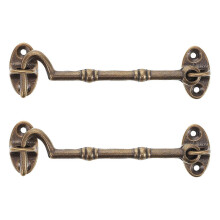 2pcs Cabin Hook And Eye Latch-Wind-Proof Lock Latch Shed Brass Gate Door Window Safety Stopper Silent Holders Catch Lock