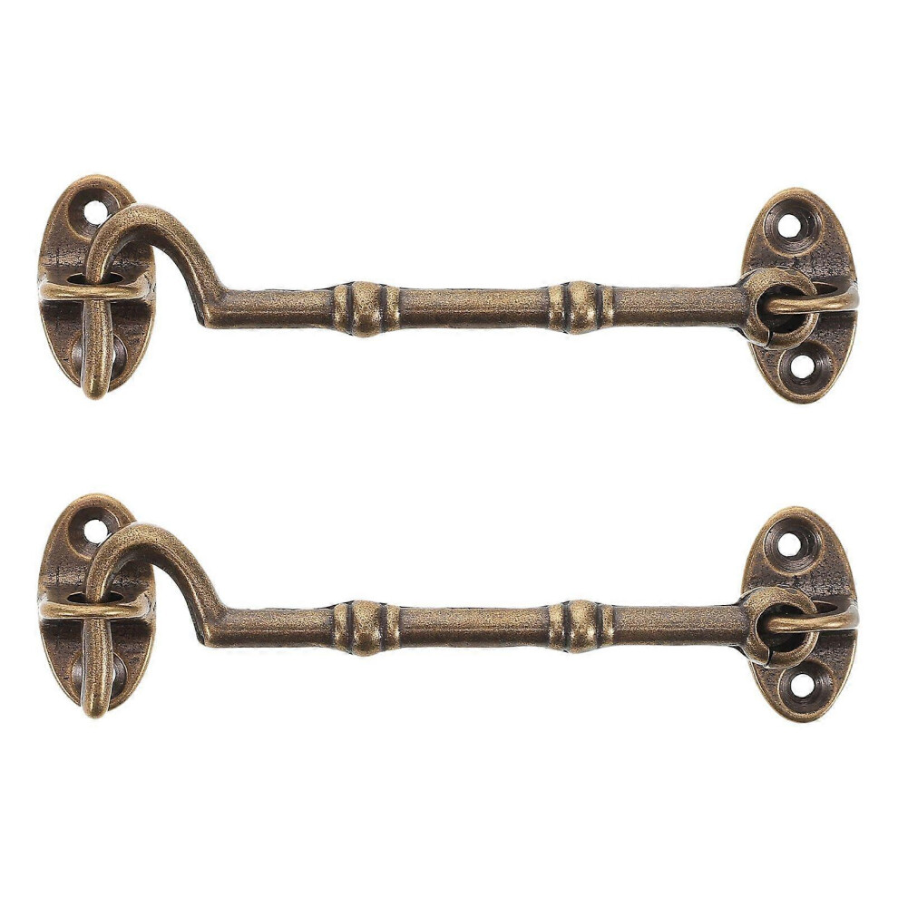 2Pcs Cabin Hook And Eye Latch-Wind-Proof Lock Latch Shed Brass Gate Door Window Safety Stopper Silent Holders Catch Lock 6935161584806