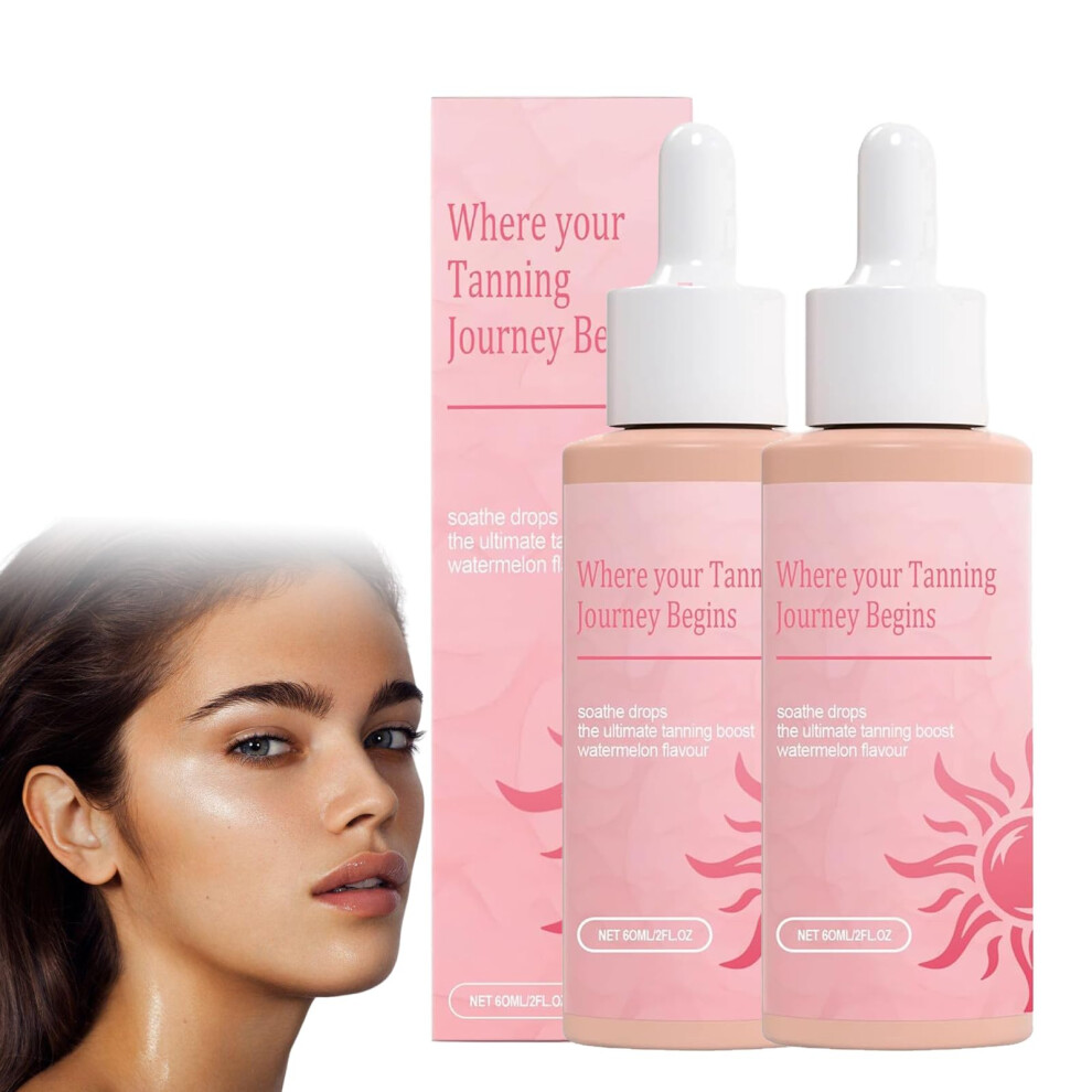 Sunless Tanning Drops to Drink 60ml Oral Self Tanner for Gradual Natural Tan 2 Bottles