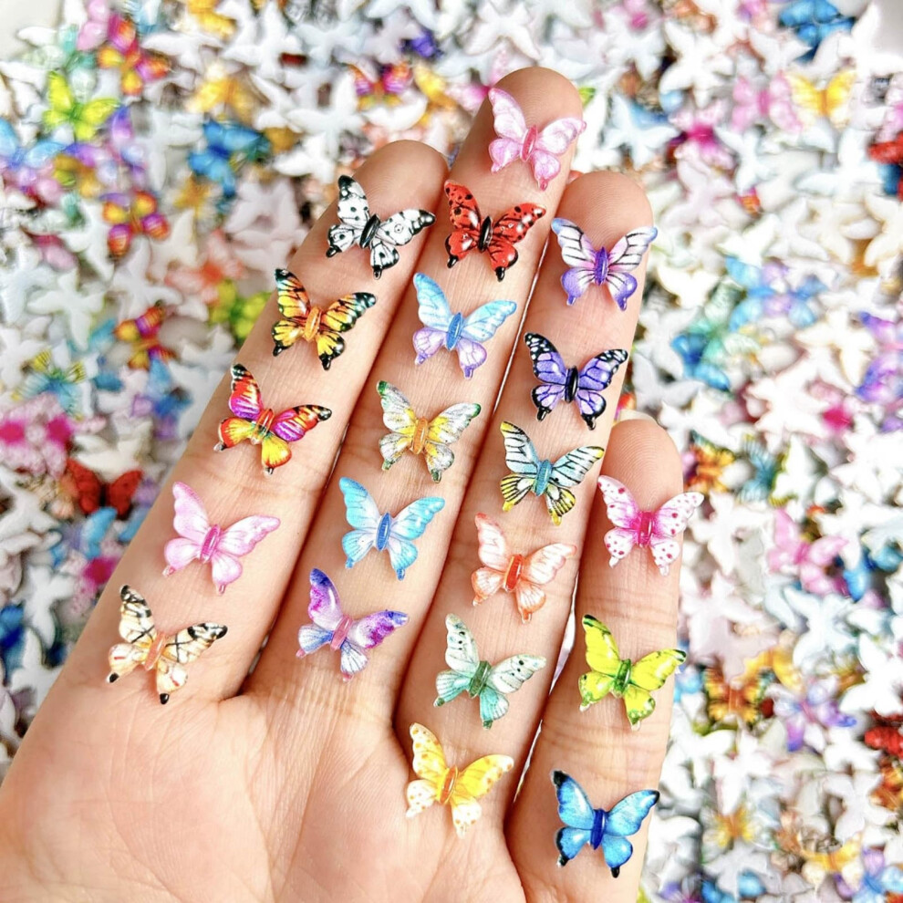 30Pcs 3D Resin Butterfly Nail Charms Set Colorful Flatback Decorations for DIY Manicure Styling