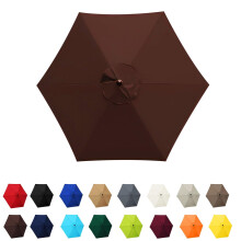 Patio Umbrella Canopy Replacement Waterproof UV50+ Garden Parasol Cover Brown 8 Ribs 2.30m