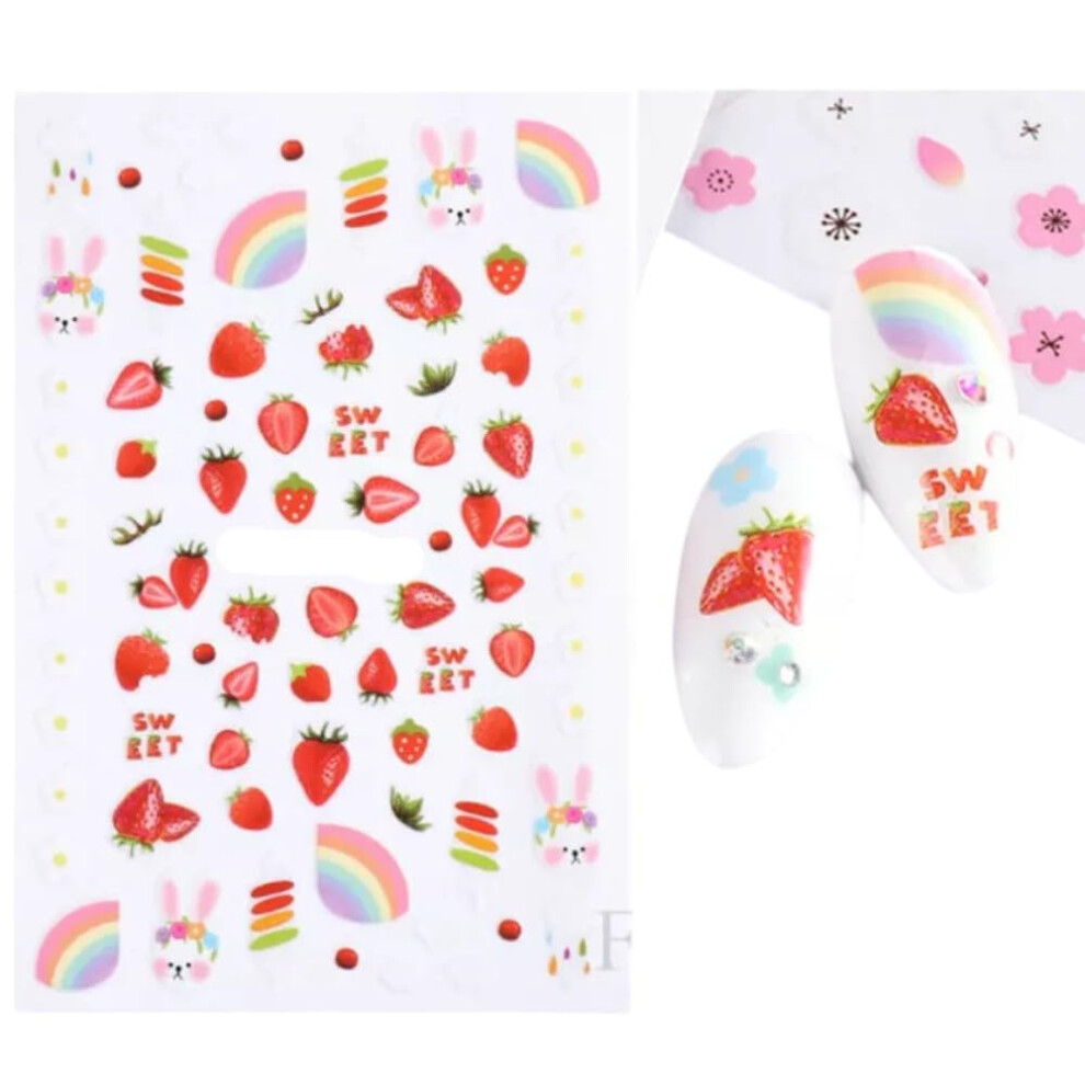 Nail Art Stickers Fruit Kiwi Watermelon Strawberry Self Adhesive Summer DIY Nail Decals