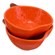 2Pcs Halloween Pumpkin Bowls Ceramic Serving Dishes for Sauces Snacks Party and Home Use