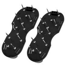 Lawn Aerator Shoes with Adjustable Straps and Metal Buckle for Improved Lawn Health  Black