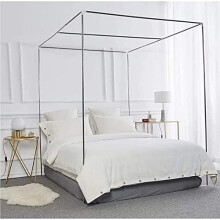 Stainless Steel Mosquito Net Bed Frame with Elegant Spiral FourPoster Design, King Size