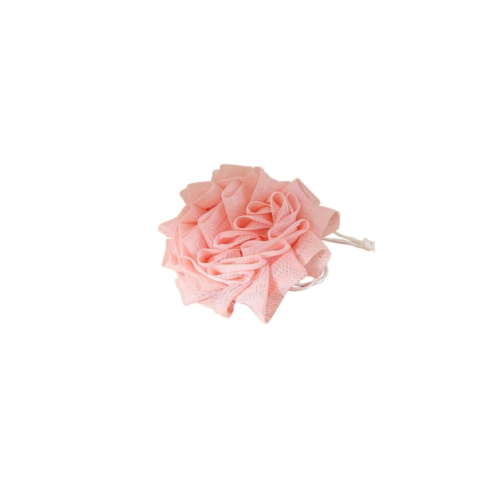 Pink Shower Loofah With Hanging Loop, Soft Pe Bath Pouf For Gentle Skin Cleansing And Rich Foam