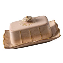 Ceramic Butter Dish with Lid Keeps Butter Fresh Microwave Safe Rectangular Design for Kitchen