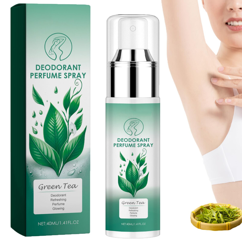 Green Tea Deodorant Spray For Sensitive Skin, Longlasting Odor Control With Fresh Tea Scent, 40Ml