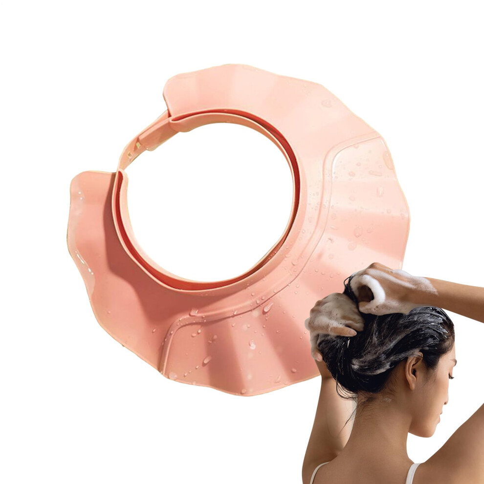 Adjustable Shampoo Shield With 21Gear Fit, Soft Waterproof Bath Visor For Kids, Adults And Elderly Pink