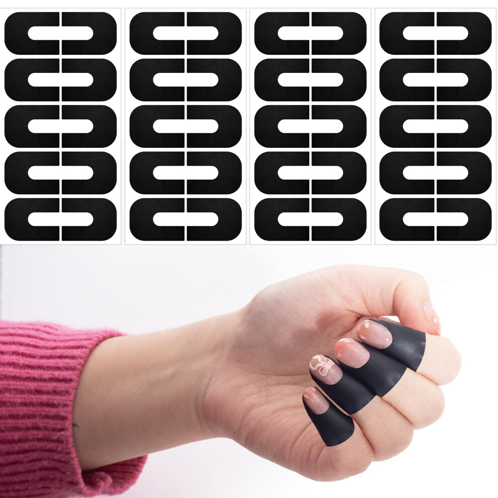 Black 40Pcs Nail Polish Protector Stickers Ushape Peeloff Cuticle Shield For Manicure