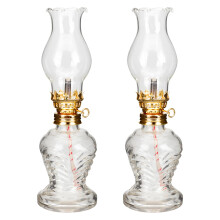 2Pcs Vintage Glass Kerosene Oil Lamps for Indoor Smokeless Lighting, Clear Decorative Lanterns