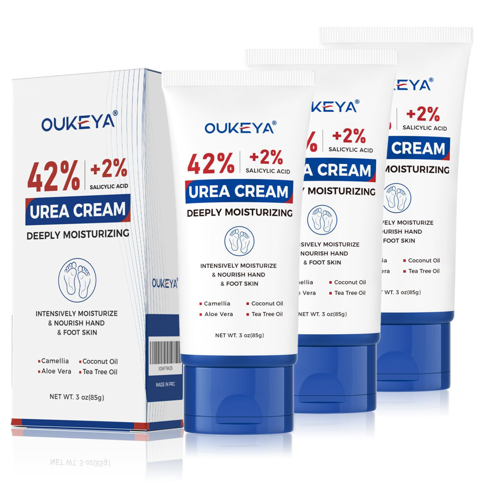 Cream 42% Urea Foot With Salicylic Acid For Dry Cracked Skin, Deep Hydration, 3Oz Tube, 3 Pack