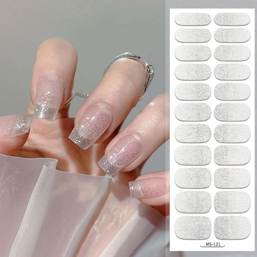 22Pcs Nude Gel Nail Polish Strips French Glitter SelfAdhesive Wraps No UV Long Wear Manicure Kit