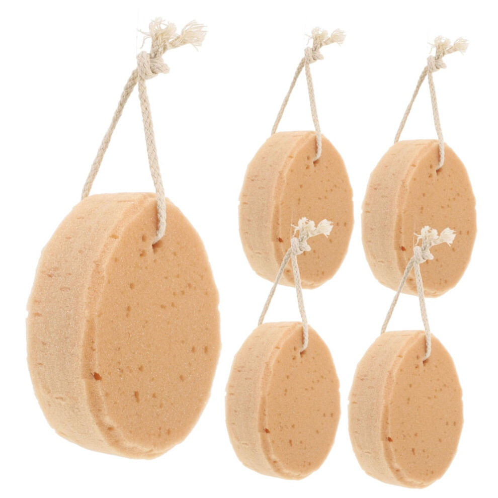 Brown 5Pcs Biodegradable Honeycomb Bath Sponge With Hanging Rope For Gentle Exfoliation