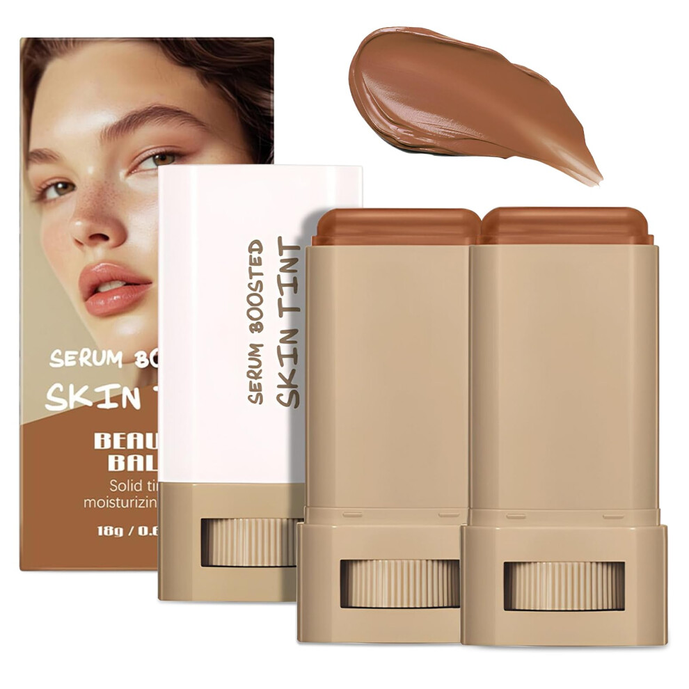 2PC Foundation Stick with Hydrating Serum, 3 in 1 Buildable Coverage Tinted Moisturizing Stick for Women, 20 Shades