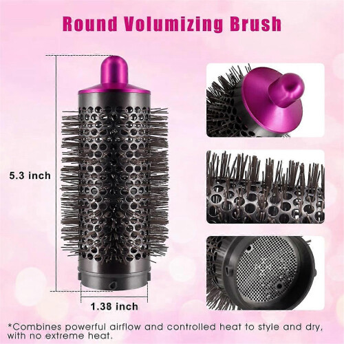 2Pcs Στρογγυλή Βούρτσα Όγκου για Airwrap Hair Styler Limp Flat Hair Volumizer Attachment Tool A 2