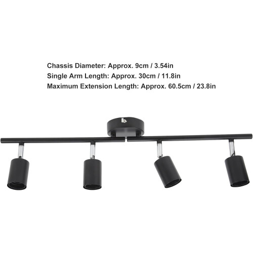LED Ceiling Track Lighting 4Light Matte Black Adjustable 330 Spotlights Foldable for Kitchen 1