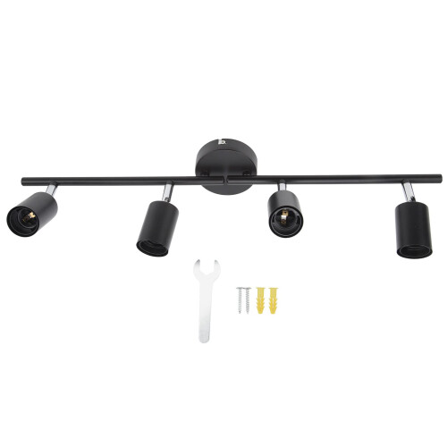 LED Ceiling Track Lighting 4Light Matte Black Adjustable 330 Spotlights Foldable for Kitchen