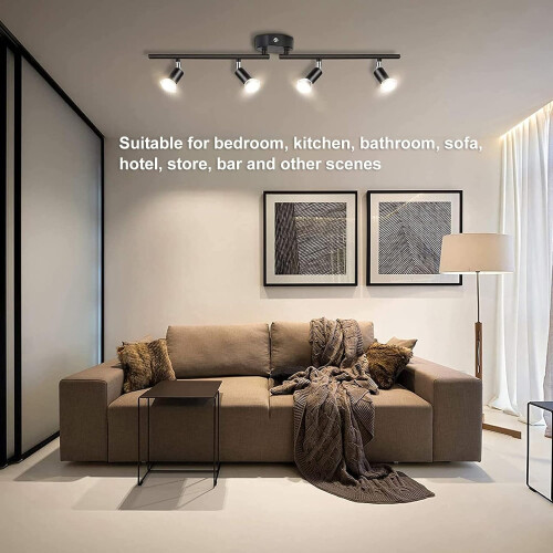 LED Ceiling Track Lighting 4Light Matte Black Adjustable 330 Spotlights Foldable for Kitchen 2