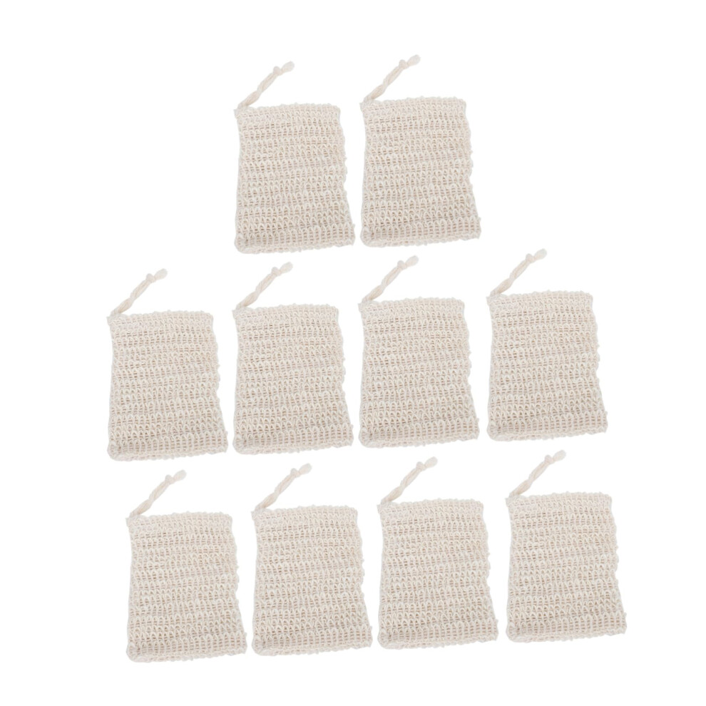 10pcs Exfoliating Soap Saver Bag with Rich Foaming Net and Drawstring for Shower and Bath Use