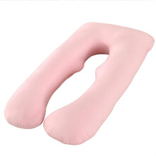 UShaped Pregnancy Pillow with Belly and Back Support for Side Sleeping, Washable Cover, Pink