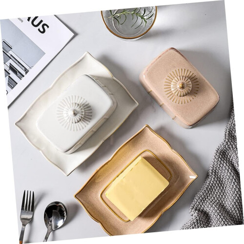 Ceramic Butter Dish with Lid, Rectangular FreshKeeping Container, Easy to Clean, Food Safe 1