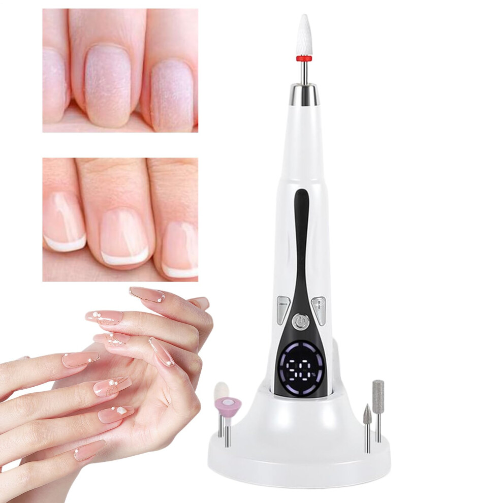 Cordless Electric Nail Drill with LED Display, 3Speed Rechargeable Nail File for Manicure Pedicure