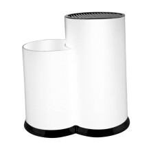 White Farmhouse Kitchen Knife Holder, 2 Slot Countertop Knife Block Organizer with Ventilated Design