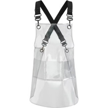 Waterproof TPU Kitchen Apron Transparent Oil Resistant Adjustable Unisex for Cooking Hairdressing Black