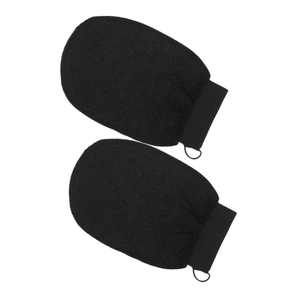 Black Exfoliating Gloves 2Pcs Body Scrub Mitts For Gentle Fullbody Dead Skin Removal Shower