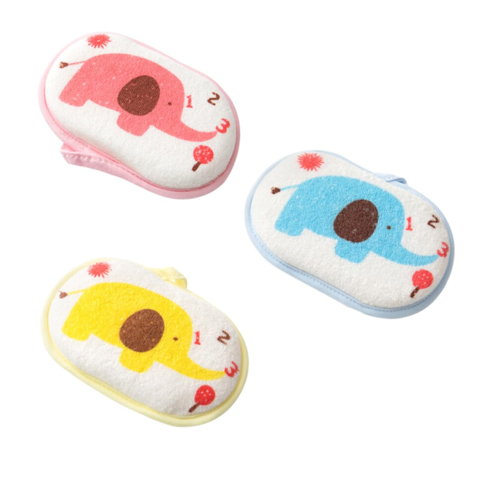 3pcs Elephant Cartoon Bath Sponge Set with Soft Bath Mat for Kids and Adults Gentle Exfoliation