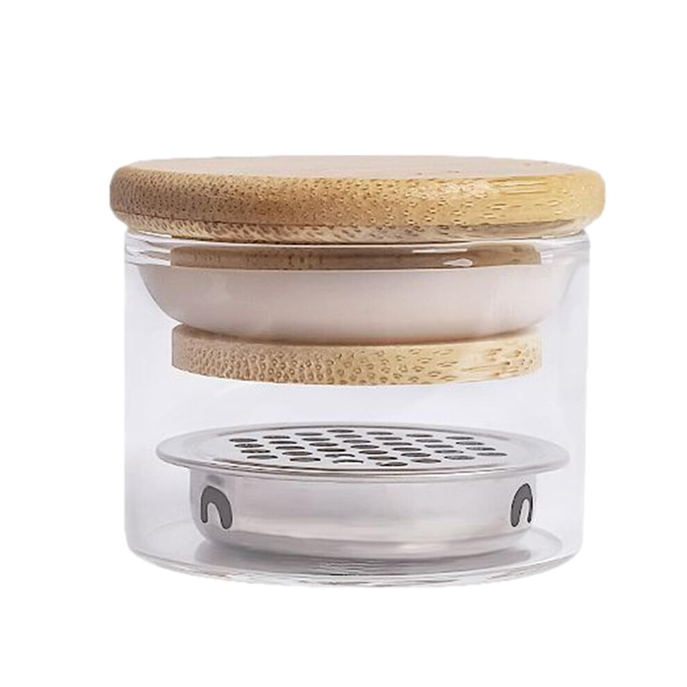 Professional Glass Nail Brush Cleaner Cup with Wooden Lid for Salon and Manicure Use