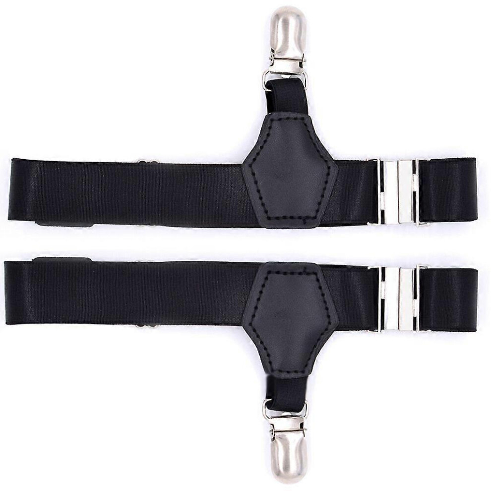 (As Show, One Size) 2Pcs Elastic Men Sock Suspenders Garter Hold Up Braces Duck Clip Grip Adjustable 3242242634125