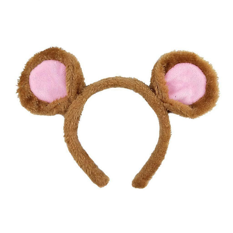 (As Show, Coffee) Bear Ears Headband Cartoon Mouse Ears Headwear Plush Halloween Animal Hairband 5213747812965