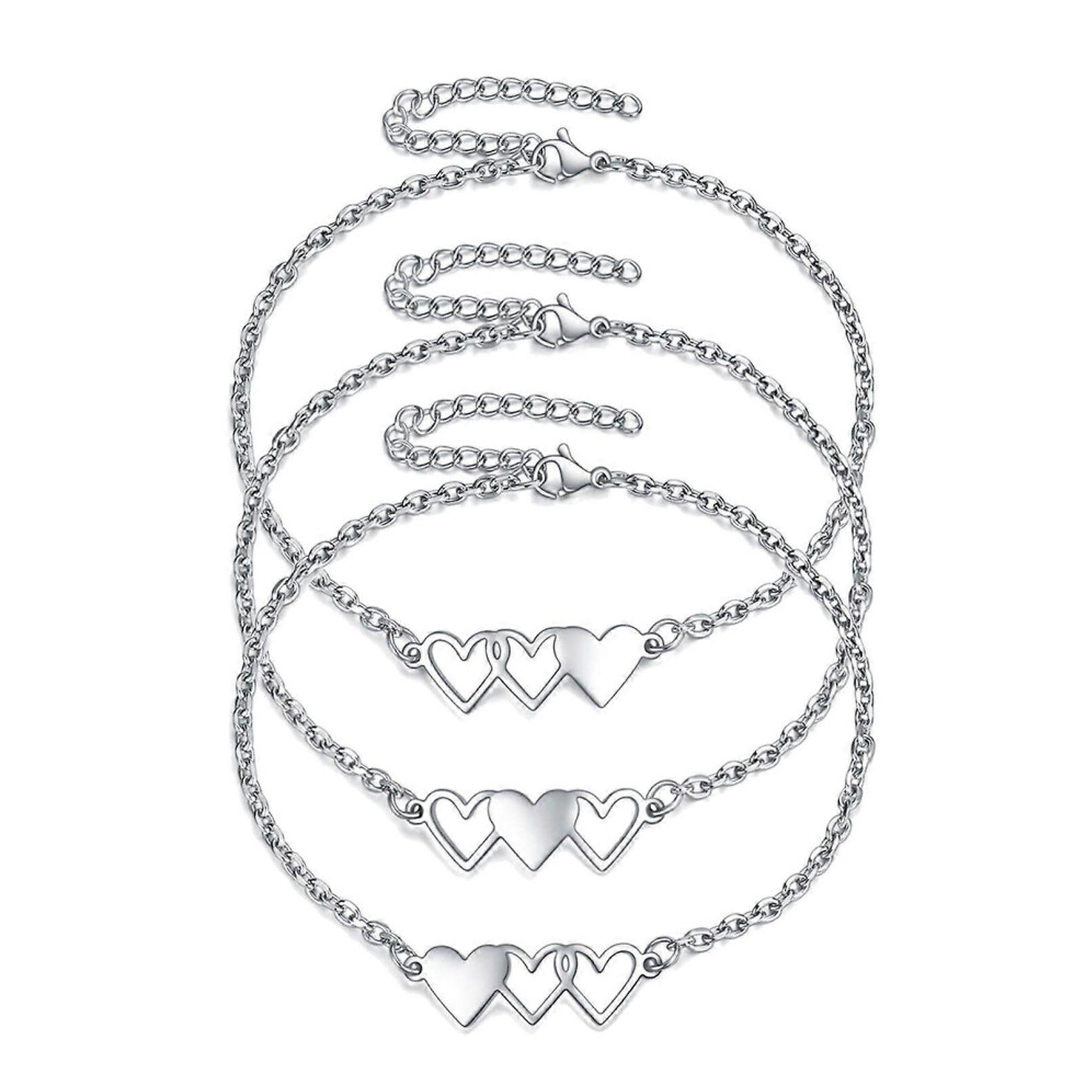 (As Show, One Size) 3 Sisters Bracelets Best Friends Necklace 3 Heart Bracelets 3 Bff 3 Bestie Cute 5213747812880