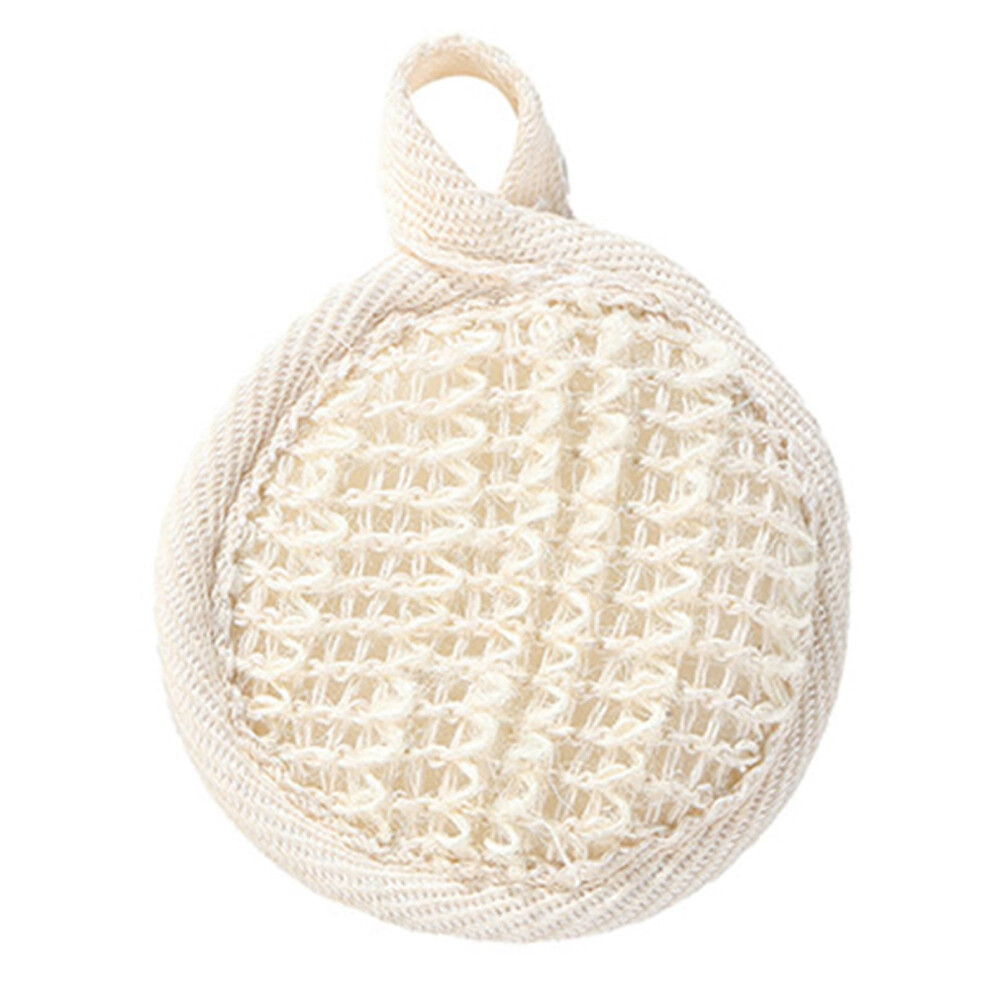 Exfoliating Loofah Sponge Pad for Shower with Hand Grip, Cotton and Linen Body Scrubber for Skin