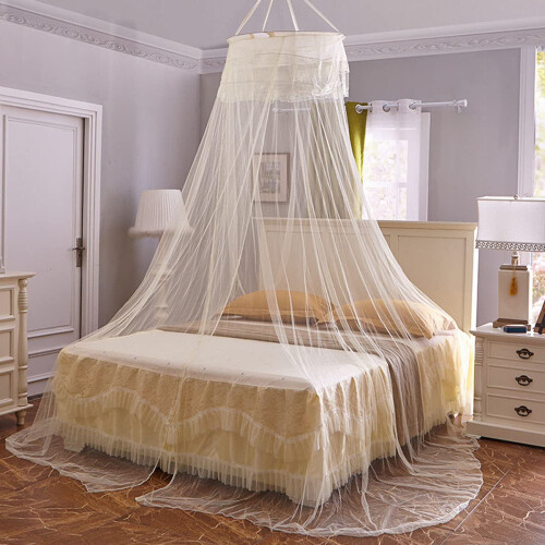 Mosquito Net Bed Canopy for Double and Single Bed with Elegant Dome Design and Ceiling Hook