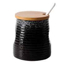 Ceramic Sugar Bowl with Lid and Spoon, 340ml Sugar Container for Kitchen Storage