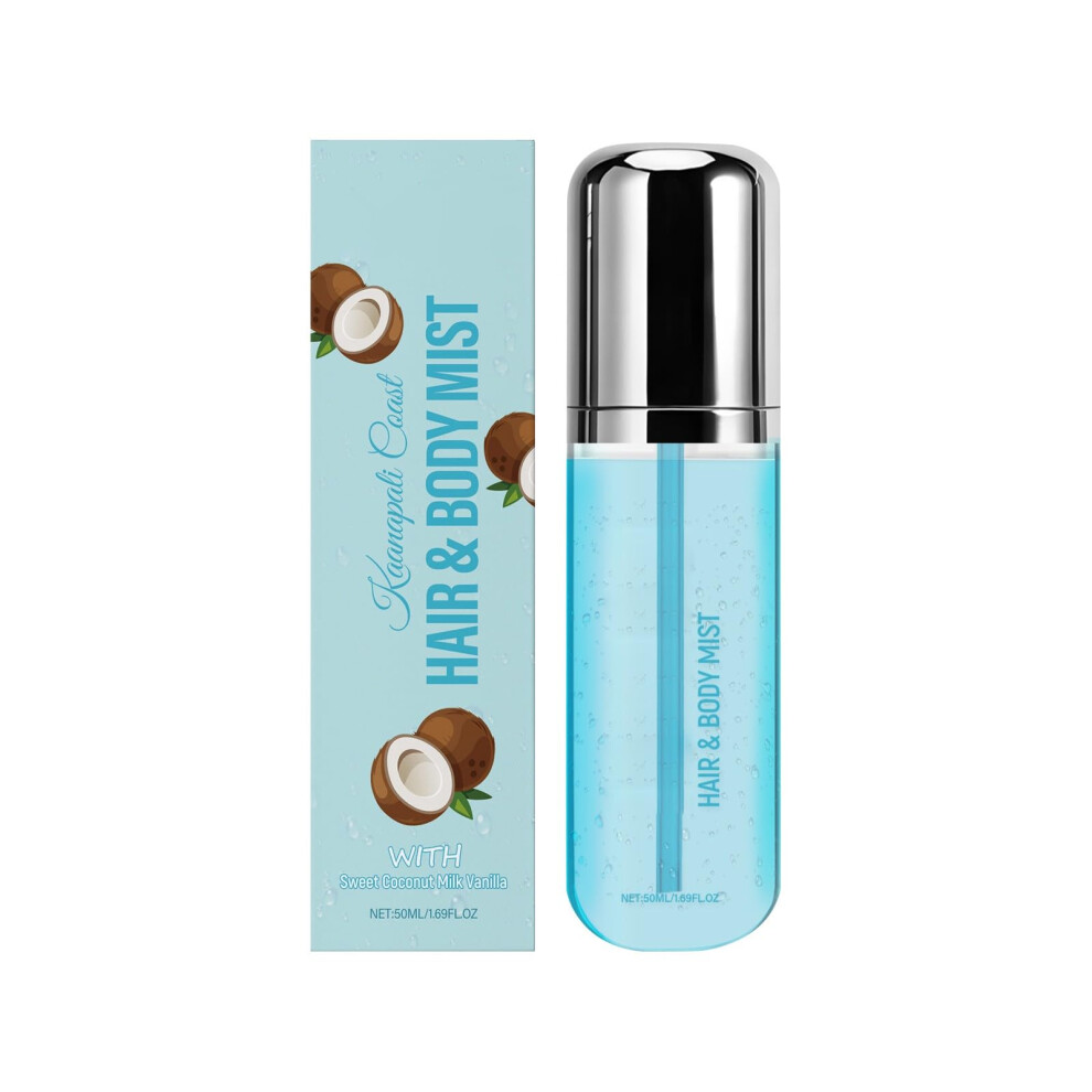 Coconut Body Mist for Hair and Skin, LongLasting Tropical Vanilla Scent, 1.69 Fl Oz