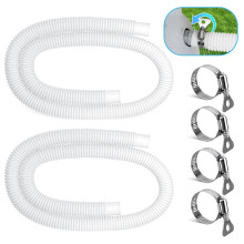 Above Ground Pool Hose 1.25 Inch with Upgraded Metal Clamps, LeakProof Thick PVC Filter Hose 2 Pack