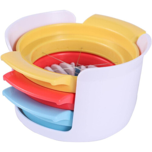Egg Slicer 3in1 Stainless Steel Egg Cutter with Ergonomic Handle Multicolor Kitchen Tool 2