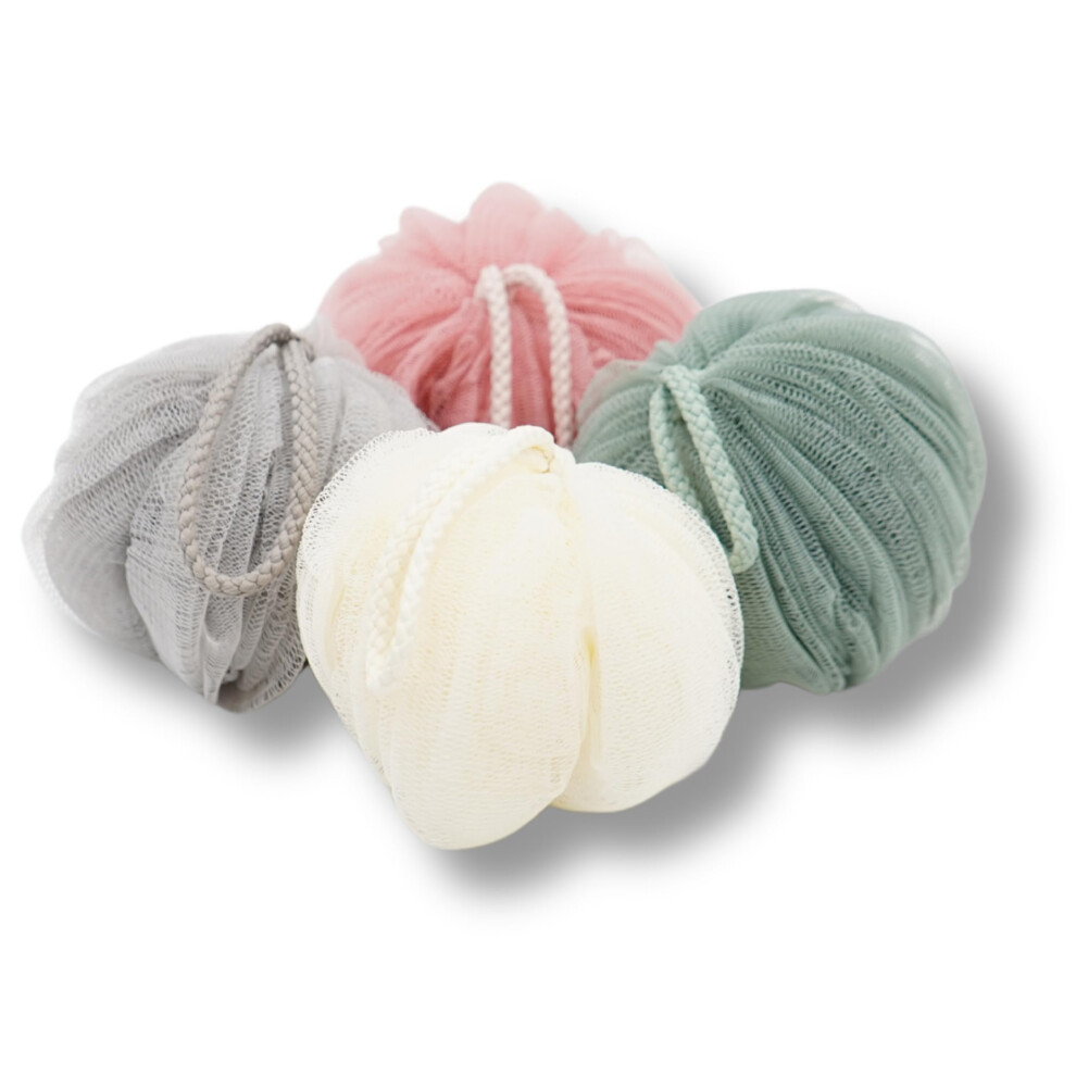 Pack of 4 Shower Loofah Bath Sponges for Gentle Exfoliation and Rich Foam, Multicolor