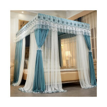 Mosquito Net Bed Canopy with 360 Full Enclosure, Lace Dustproof Bed Curtain, Style 12 1.8x2.2x2m