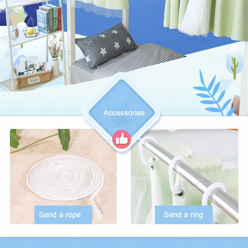 Bunk Bed Curtains Set with Full Privacy Coverage and Light Blocking for Dormitory Use, 1.5M Curry 2