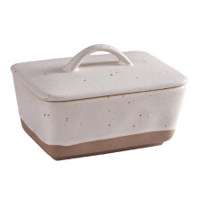 Ceramic Butter Dish with Lid, White Porcelain Butter Container, Elegant French Style, Large Capacity