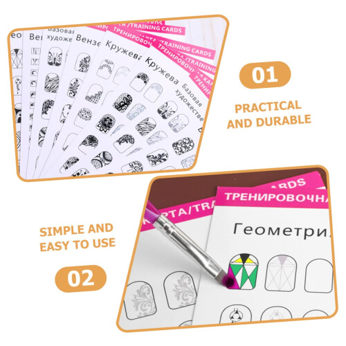 Nail Art Practice Set with Precise Templates and Ergonomic Liner Pen for Beginner Manicure Training 1