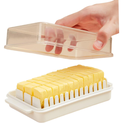 Butter Dish with Lid and Cutting Board for Refrigerator, MultiPurpose Cheese Storage Box, White 2