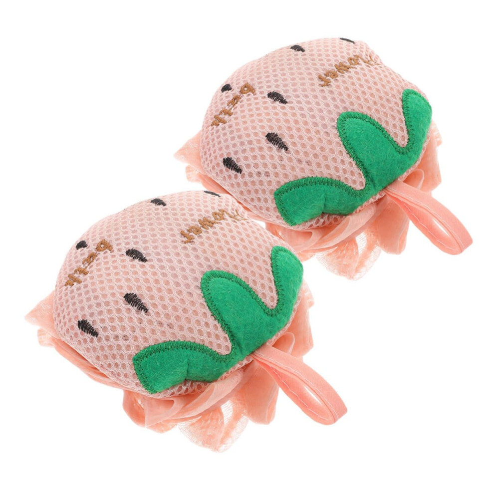 2pcs Strawberry Bath Loofah Sponge for Gentle Skin Exfoliation and Enhanced Lather in Shower