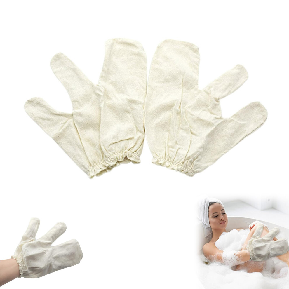 Garshana Massage Gloves Raw Silk Exfoliating with Elastic Wrist Bands for Dry Brushing Therapy