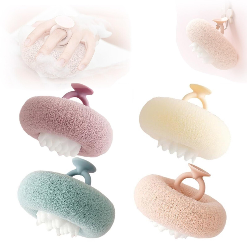 2in1 Sunflower Bath Sponge with Suction Cup for Gentle Skin Exfoliation and Rich Lather